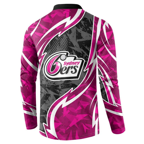 Sydney Sixers Button Sweatshirt Flaming Lightning Storm Geometric Sports Mascot Art