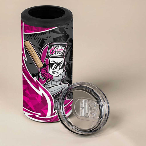 Sydney Sixers 4 in 1 Can Cooler Tumbler Flaming Lightning Storm Geometric Sports Mascot Art
