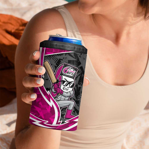 Sydney Sixers 4 in 1 Can Cooler Tumbler Flaming Lightning Storm Geometric Sports Mascot Art