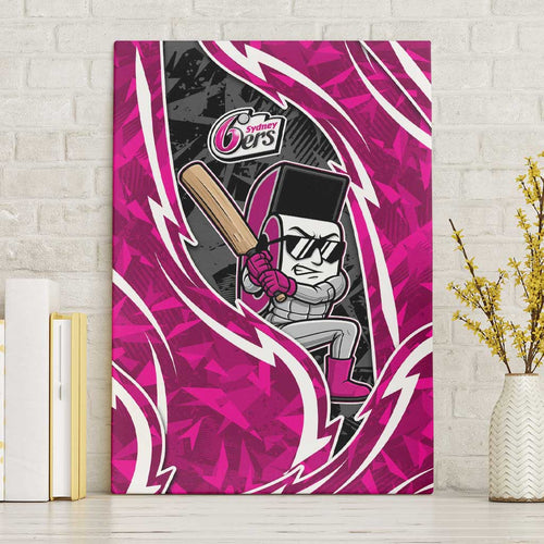 Sydney Sixers Canvas Wall Art Flaming Lightning Storm Geometric Sports Mascot Art
