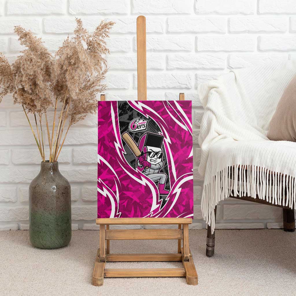 Sydney Sixers Canvas Wall Art Flaming Lightning Storm Geometric Sports Mascot Art
