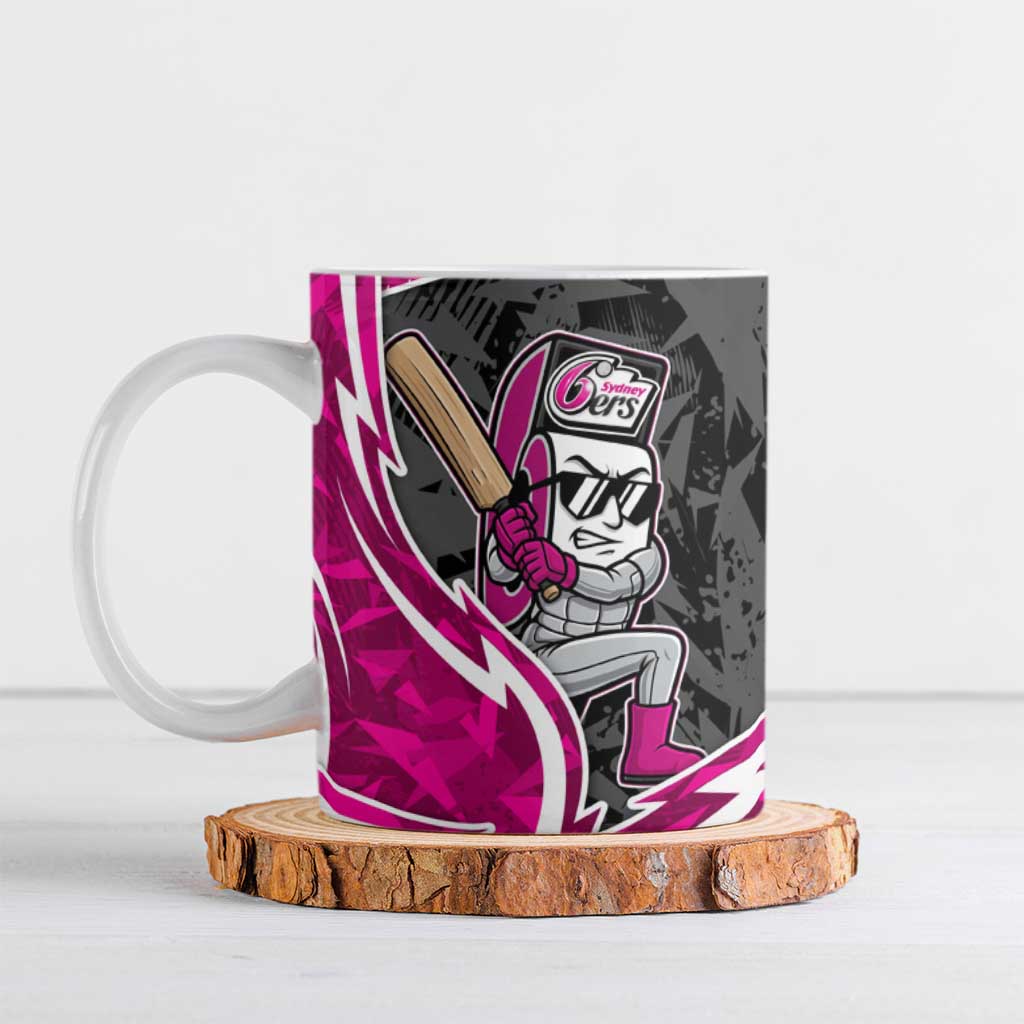 Sydney Sixers Ceramic Mug Flaming Lightning Storm Geometric Sports Mascot Art