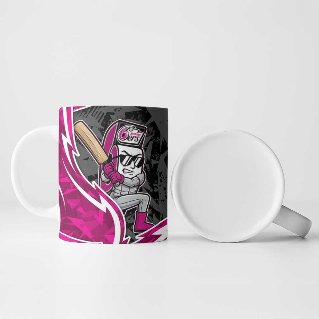 Sydney Sixers Ceramic Mug Flaming Lightning Storm Geometric Sports Mascot Art
