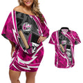 Sydney Sixers Couples Matching Off Shoulder Short Dress and Hawaiian Shirt Flaming Lightning Storm Geometric Sports Mascot Art