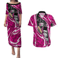 Sydney Sixers Couples Matching Puletasi and Hawaiian Shirt Flaming Lightning Storm Geometric Sports Mascot Art