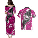 Sydney Sixers Couples Matching Puletasi and Hawaiian Shirt Flaming Lightning Storm Geometric Sports Mascot Art