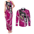 Sydney Sixers Couples Matching Tank Maxi Dress and Long Sleeve Button Shirt Flaming Lightning Storm Geometric Sports Mascot Art