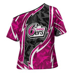 Sydney Sixers Cross Shoulder Shirt Flaming Lightning Storm Geometric Sports Mascot Art