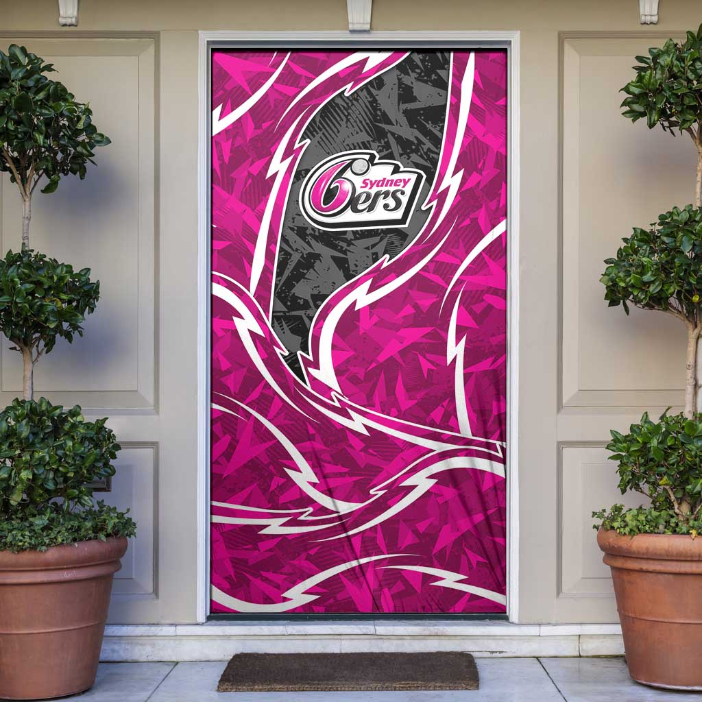 Sydney Sixers Door Cover Flaming Lightning Storm Geometric Sports Mascot Art
