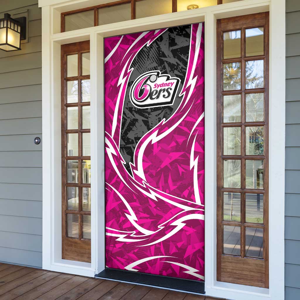 Sydney Sixers Door Cover Flaming Lightning Storm Geometric Sports Mascot Art