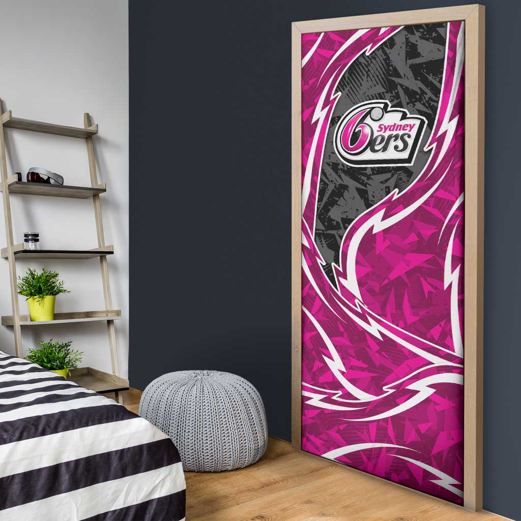 Sydney Sixers Door Cover Flaming Lightning Storm Geometric Sports Mascot Art