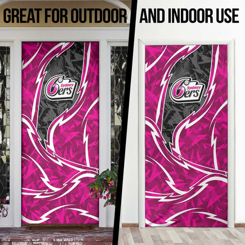 Sydney Sixers Door Cover Flaming Lightning Storm Geometric Sports Mascot Art