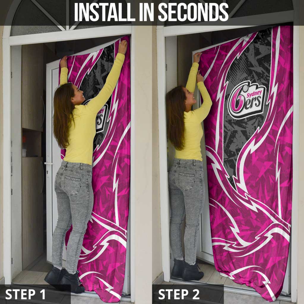 Sydney Sixers Door Cover Flaming Lightning Storm Geometric Sports Mascot Art