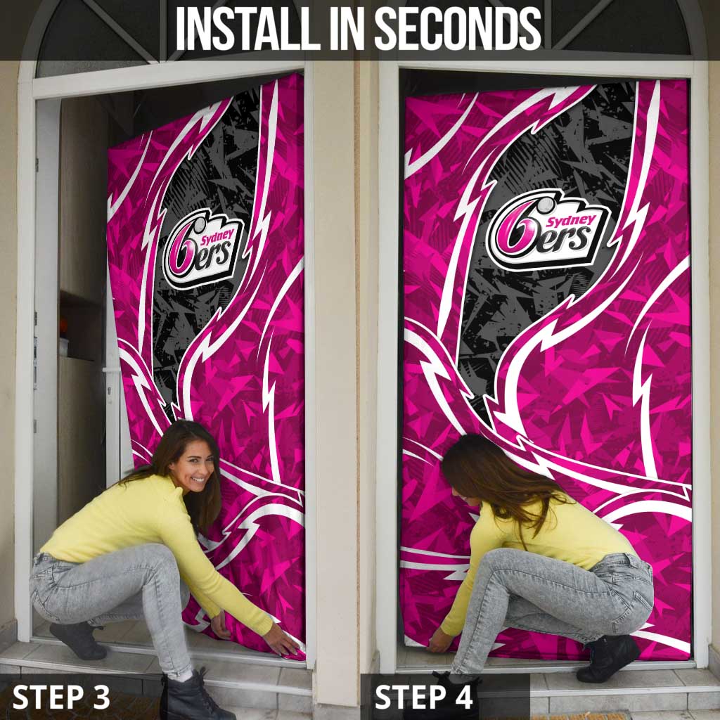 Sydney Sixers Door Cover Flaming Lightning Storm Geometric Sports Mascot Art