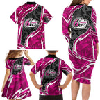 Sydney Sixers Family Matching Long Sleeve Bodycon Dress and Hawaiian Shirt Flaming Lightning Storm Geometric Sports Mascot Art