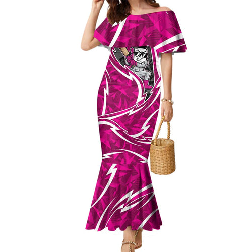 Sydney Sixers Family Matching Mermaid Dress and Hawaiian Shirt Flaming Lightning Storm Geometric Sports Mascot Art