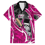 Sydney Sixers Family Matching Off Shoulder Maxi Dress and Hawaiian Shirt Flaming Lightning Storm Geometric Sports Mascot Art