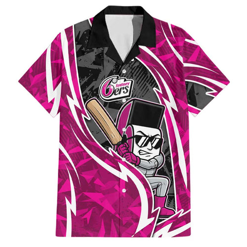 Sydney Sixers Family Matching Off Shoulder Maxi Dress and Hawaiian Shirt Flaming Lightning Storm Geometric Sports Mascot Art