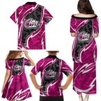 Sydney Sixers Family Matching Puletasi and Hawaiian Shirt Flaming Lightning Storm Geometric Sports Mascot Art