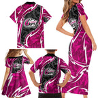 Sydney Sixers Family Matching Short Sleeve Bodycon Dress and Hawaiian Shirt Flaming Lightning Storm Geometric Sports Mascot Art
