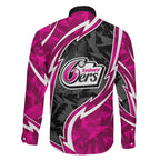 Sydney Sixers Family Matching Summer Maxi Dress and Hawaiian Shirt Flaming Lightning Storm Geometric Sports Mascot Art