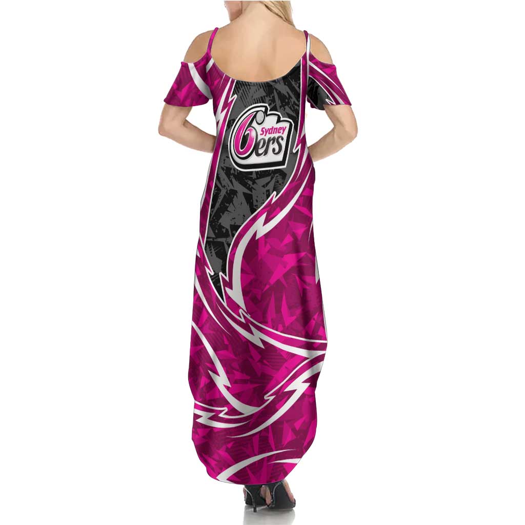 Sydney Sixers Family Matching Summer Maxi Dress and Hawaiian Shirt Flaming Lightning Storm Geometric Sports Mascot Art