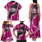 Sydney Sixers Family Matching Tank Maxi Dress and Hawaiian Shirt Flaming Lightning Storm Geometric Sports Mascot Art