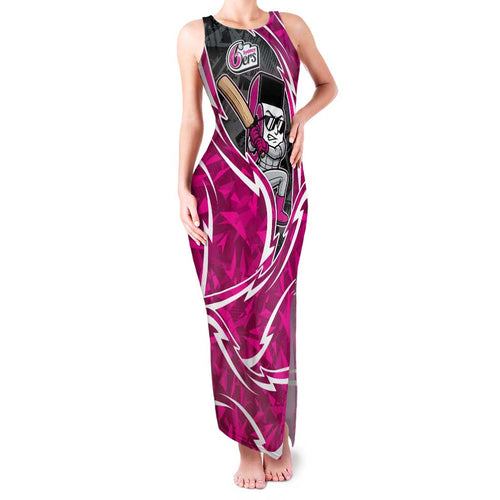 Sydney Sixers Family Matching Tank Maxi Dress and Hawaiian Shirt Flaming Lightning Storm Geometric Sports Mascot Art
