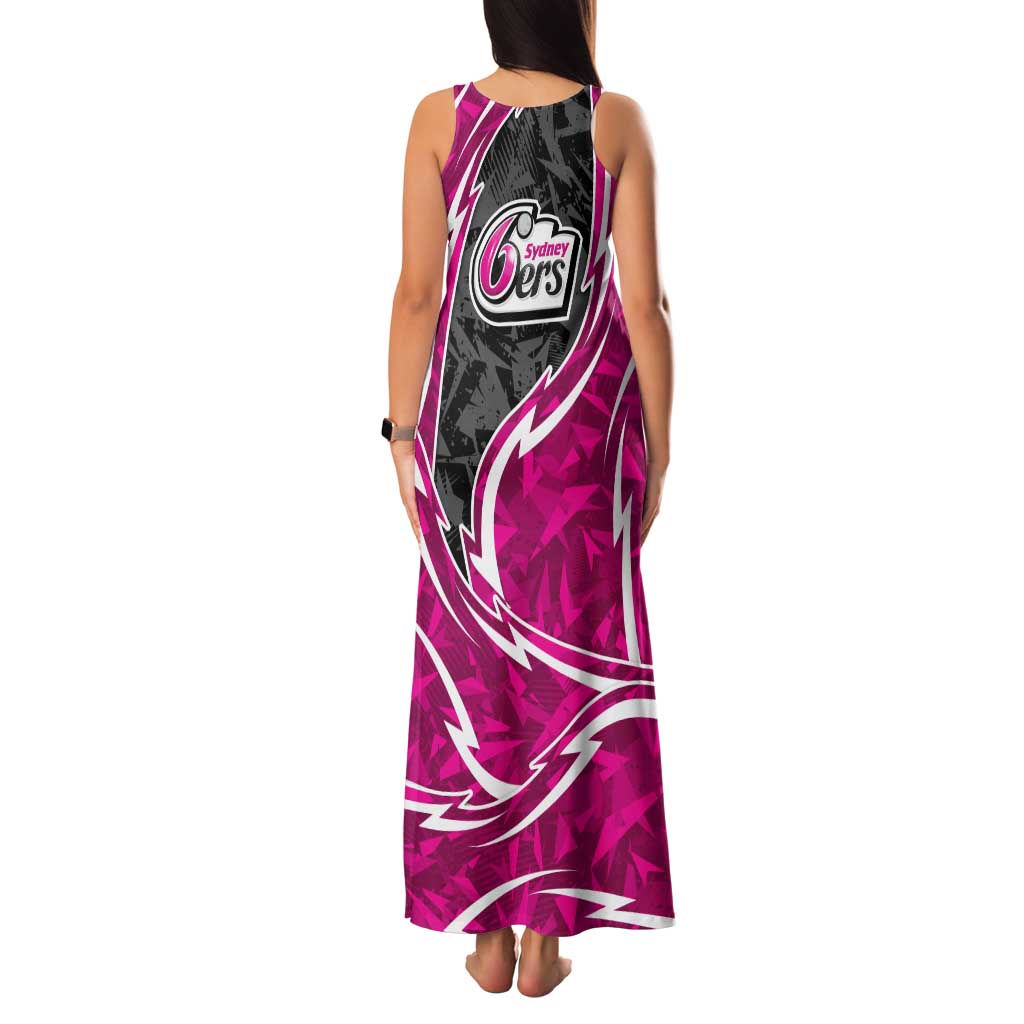 Sydney Sixers Family Matching Tank Maxi Dress and Hawaiian Shirt Flaming Lightning Storm Geometric Sports Mascot Art