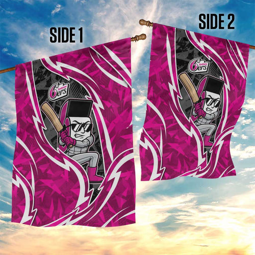 Sydney Sixers Garden Flag Flaming Lightning Storm Geometric Sports Mascot Art