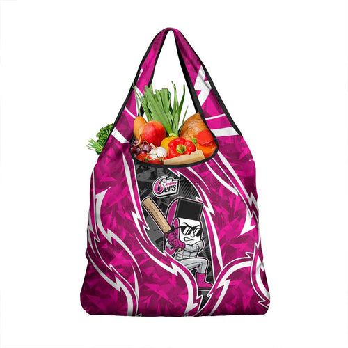Sydney Sixers Grocery Bag Flaming Lightning Storm Geometric Sports Mascot Art