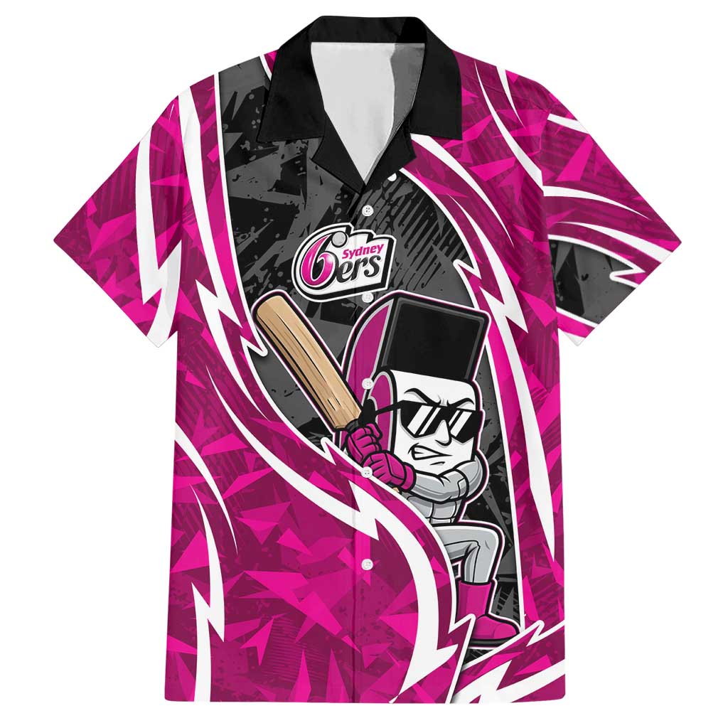 Sydney Sixers Hawaiian Shirt Flaming Lightning Storm Geometric Sports Mascot Art