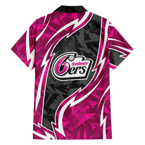 Sydney Sixers Hawaiian Shirt Flaming Lightning Storm Geometric Sports Mascot Art
