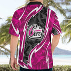Sydney Sixers Hawaiian Shirt Flaming Lightning Storm Geometric Sports Mascot Art