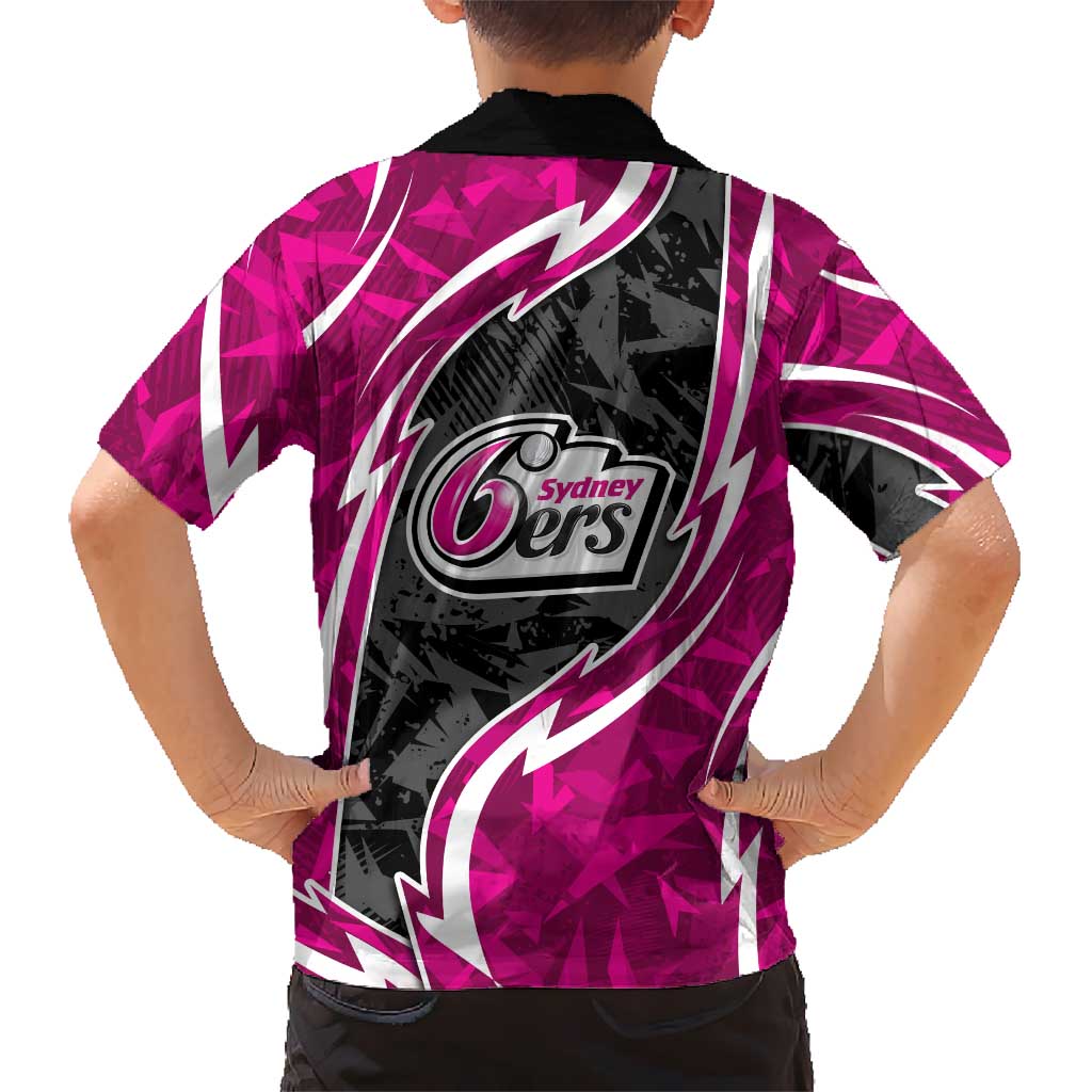 Sydney Sixers Hawaiian Shirt Flaming Lightning Storm Geometric Sports Mascot Art