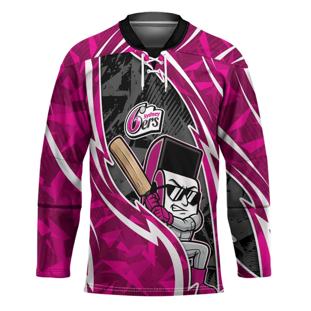 Sydney Sixers Hockey Jersey Flaming Lightning Storm Geometric Sports Mascot Art