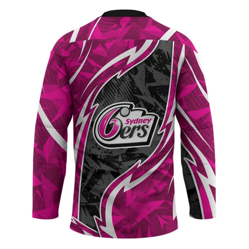 Sydney Sixers Hockey Jersey Flaming Lightning Storm Geometric Sports Mascot Art