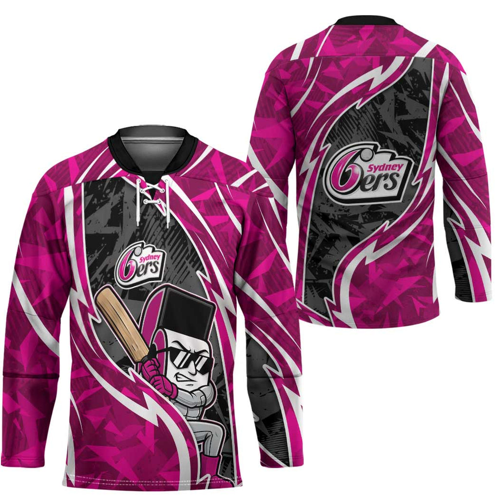 Sydney Sixers Hockey Jersey Flaming Lightning Storm Geometric Sports Mascot Art