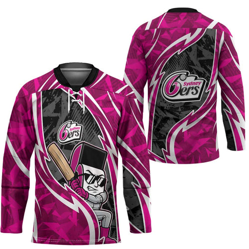 Sydney Sixers Hockey Jersey Flaming Lightning Storm Geometric Sports Mascot Art