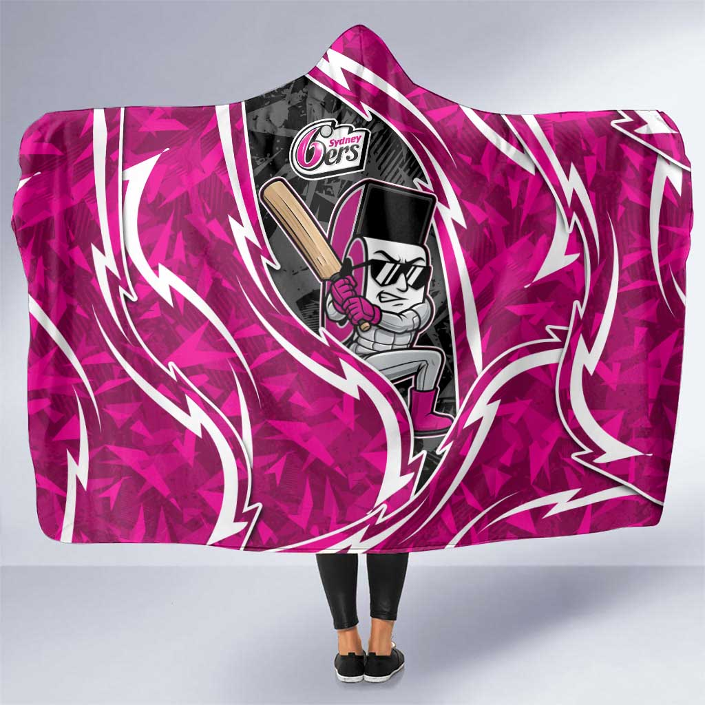 Sydney Sixers Hooded Blanket Flaming Lightning Storm Geometric Sports Mascot Art