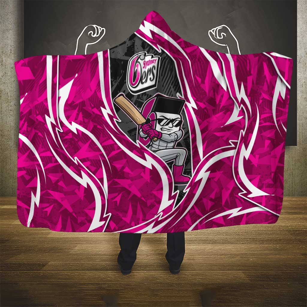 Sydney Sixers Hooded Blanket Flaming Lightning Storm Geometric Sports Mascot Art