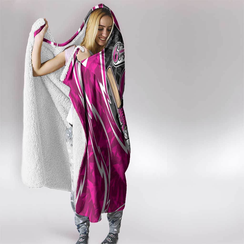 Sydney Sixers Hooded Blanket Flaming Lightning Storm Geometric Sports Mascot Art
