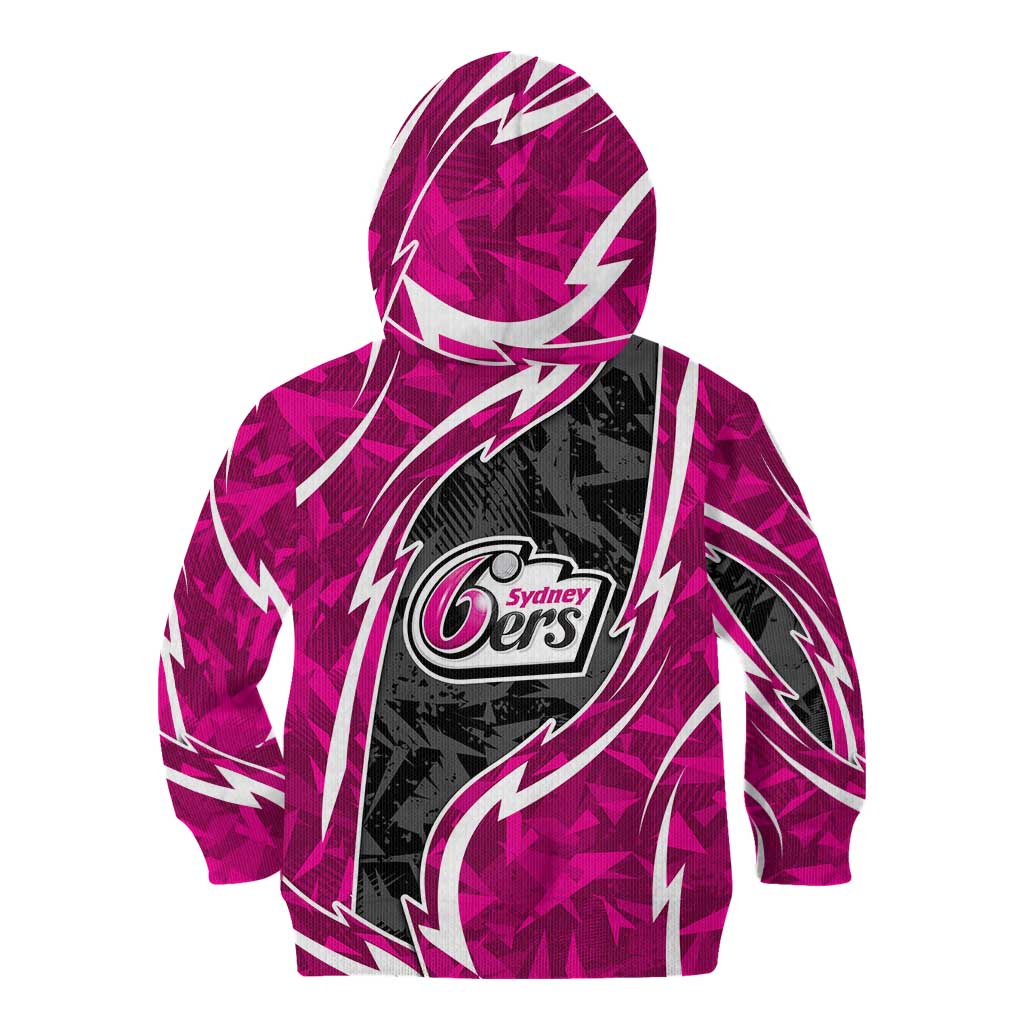 Sydney Sixers Kid Hoodie Flaming Lightning Storm Geometric Sports Mascot Art