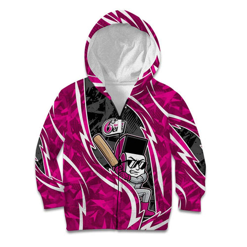 Sydney Sixers Kid Hoodie Flaming Lightning Storm Geometric Sports Mascot Art