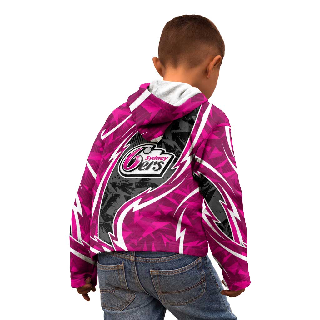 Sydney Sixers Kid Hoodie Flaming Lightning Storm Geometric Sports Mascot Art