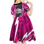 Sydney Sixers Kid Short Sleeve Dress Flaming Lightning Storm Geometric Sports Mascot Art