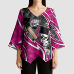 Sydney Sixers Kimono Sleeve Blouse Flaming Lightning Storm Geometric Sports Mascot Art