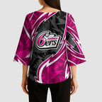 Sydney Sixers Kimono Sleeve Blouse Flaming Lightning Storm Geometric Sports Mascot Art
