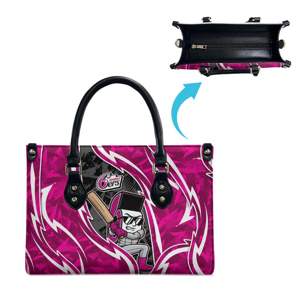 Sydney Sixers Leather Bag Flaming Lightning Storm Geometric Sports Mascot Art