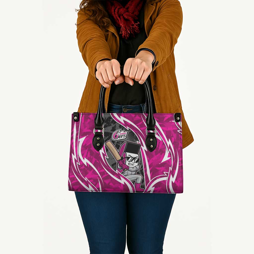 Sydney Sixers Leather Bag Flaming Lightning Storm Geometric Sports Mascot Art